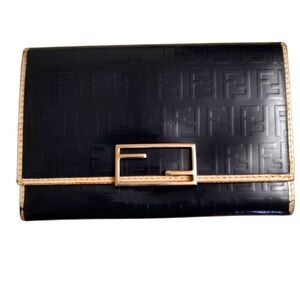 FENDI trifold embossed wallet in black